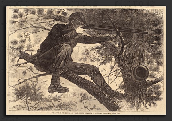 after Winslow Homer, The Army of the Potomac - A Sharp-Shooter on Picket Duty, published 1862, wood engraving