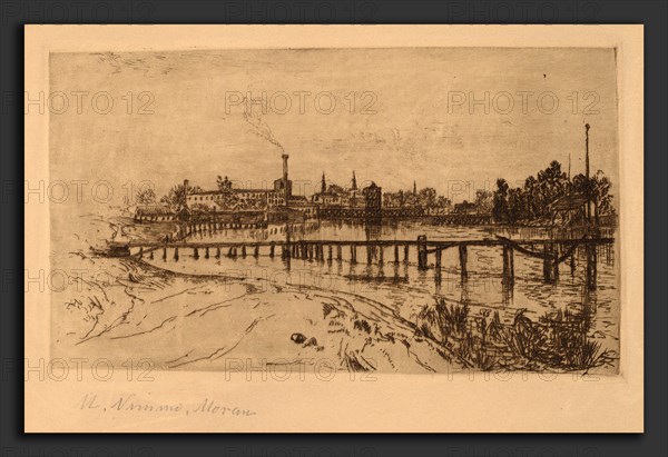 Mary Nimmo Moran, The Passaic at Newark, American, 1842 - 1899, 1879, etching in brown on wove paper