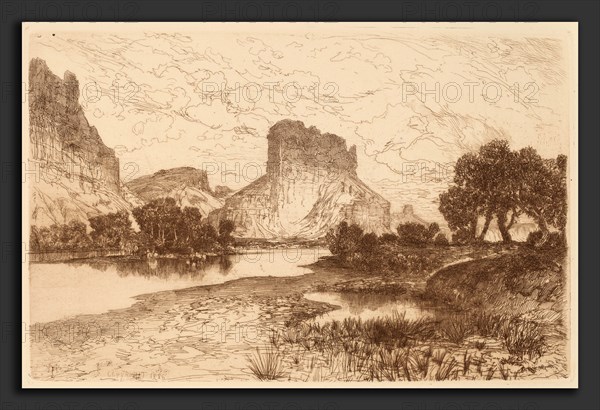 Thomas Moran, The Green River, Wyoming Territory, American, 1837 - 1926, 1886, etching in brown on laid paper