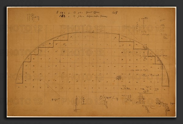 Charles Sprague Pearce, Diagram of a Lunette, American, 1851 - 1914, 1890-1897, graphite on tan wove paper