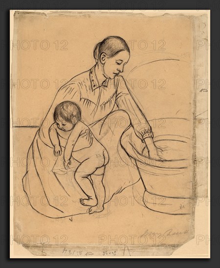 Mary Cassatt, The Bath [recto], American, 1844 - 1926, 1891, graphite and black crayon