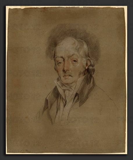 Attributed to Gilbert Stuart, Benjamin Fisher, American, 1755 - 1828, black, white, and red chalk on gray wove paper