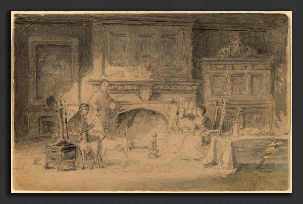 Robert Walter Weir, Study for "The Bailey Family", American, 1803 - 1889, watercolor over graphite with touches of pen and black ink