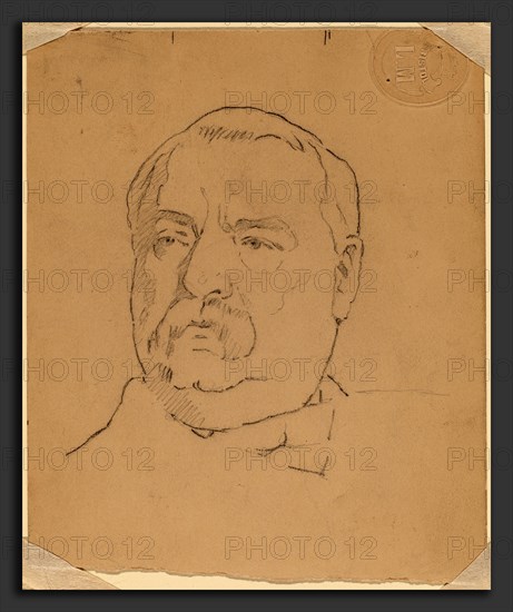 Eastman Johnson, Grover Cleveland [recto], American, 1824 - 1906, graphite and black crayon on paperboard