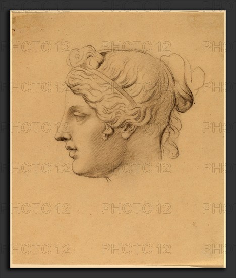 Horatio Greenough, Classical Head in Profile, American, 1805 - 1852, graphite and charcoal on wove paper