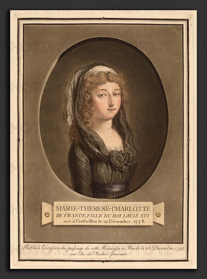 Christian von Mechel after Antoine-FranÃ§ois Sergent, Marie-ThérÃ¨se-Charlotte, Duchess of AngoulÃªme, Swiss, 1737 - 1817, 1795, color aquatint