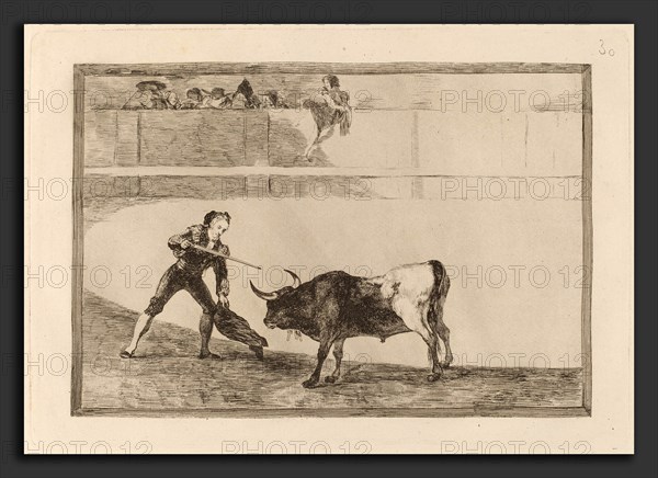 Francisco de Goya, Pedro Romero matando a toro parado (Pedro Romero Killing the Halted Bull), Spanish, 1746 - 1828, in or before 1816, etching, aquatint, drypoint and burin [first edition impression]