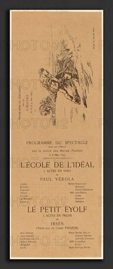 Félicien Rops (Belgian, 1833 - 1898), L'Ecole de l'idéal; Le Petit Eyolf, 1895, photomechanical process on light brown wove paper