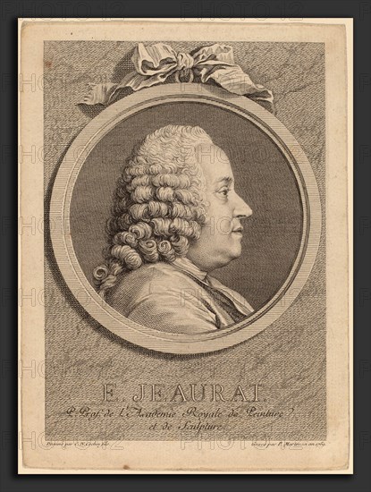 Pierre Francois Martenasie after Charles-Nicolas Cochin II (Flemish, 1729 - 1789), Edme-Sebastien Jeaurat, 1759, engraving over etching on laid paper