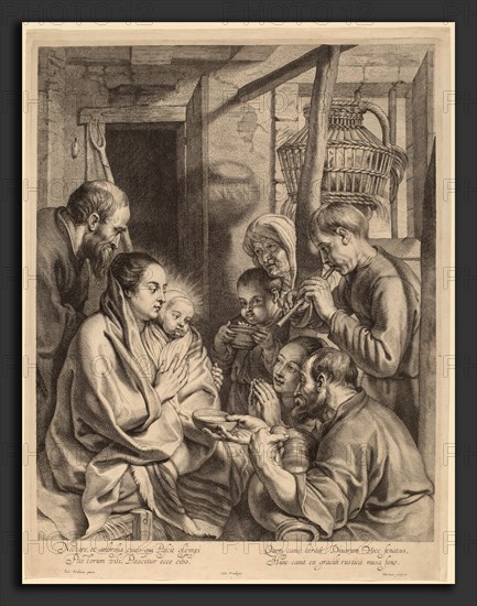 Ignatius Cornelis Marinus after Jacob Jordaens (Flemish, 1599 - 1639), The Adoration of the Shepherds, engraving