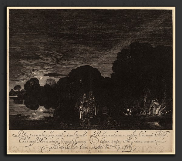 Hendrik Goudt after Adam Elsheimer (Dutch, 1585 - 1648), The Flight into Egypt, 1613-0000, engraving