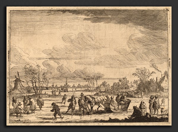 Peeter Bout (Flemish, 1658 - 1719), Ice Sleighs, etching