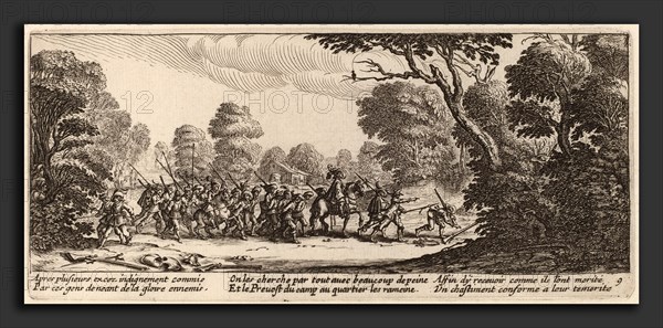 Gerrit van Schagen after Jacques Callot (Dutch, c. 1642 - 1690 or after), Discovery of the Criminal Soldiers, etching and engraving