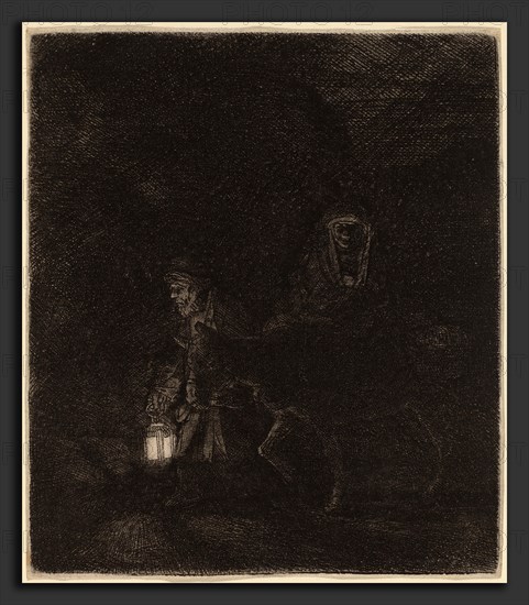 Rembrandt van Rijn (Dutch, 1606 - 1669), The Flight into Egypt, 1651, etching, drypoint, and engraving on laid paper