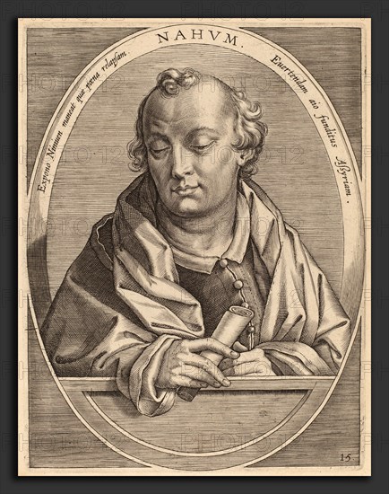 Theodor Galle after Jan van der Straet (Flemish, c. 1571 - 1633), Nahum, published 1613, engraving on laid paper