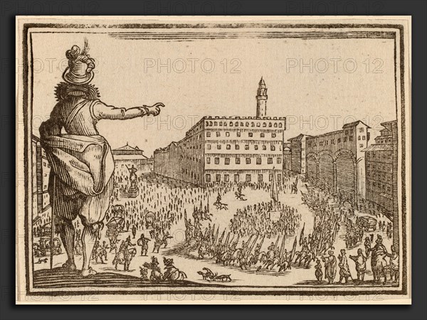 Edouard Eckman after Jacques Callot (Flemish, born c. 1600), Piazza della Signoria, Florence, 1621, woodcut