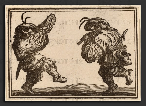 Edouard Eckman after Jacques Callot (Flemish, born c. 1600), Dancers with Flute and Tambourine, 1621, woodcut