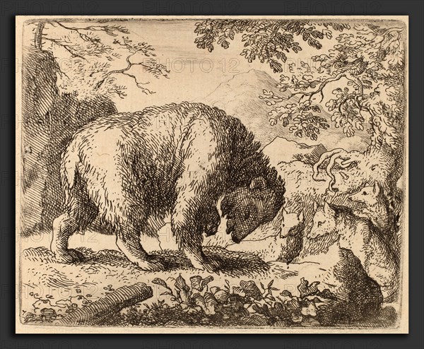 Allart van Everdingen (Dutch, 1621 - 1675), The Bear Distracted with Talk of Honey, probably c. 1645-1656, etching