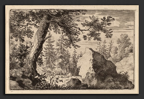 Allart van Everdingen (Dutch, 1621 - 1675), Boulder in the Woods, probably c. 1645-1656, etching with engraving and drypoint