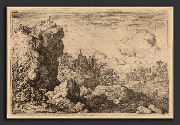 Allart van Everdingen (Dutch, 1621 - 1675), Three Travelers at the Foot of a High Rock, probably c. 1645-1656, etching