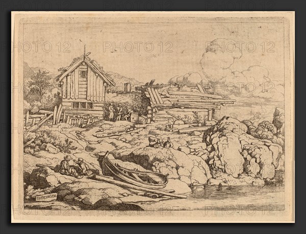 Allart van Everdingen (Dutch, 1621 - 1675), Boat at a River Bank with Three Goats, probably c. 1645-1656, etching
