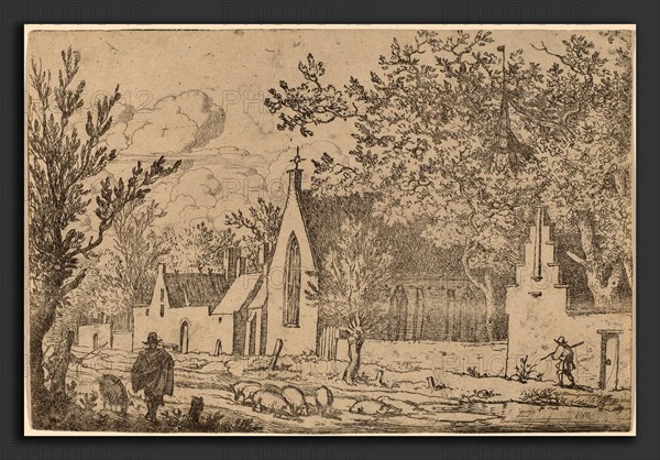 Allart van Everdingen (Dutch, 1621 - 1675), Swine Herd near a Chapel, probably c. 1645-1656, etching