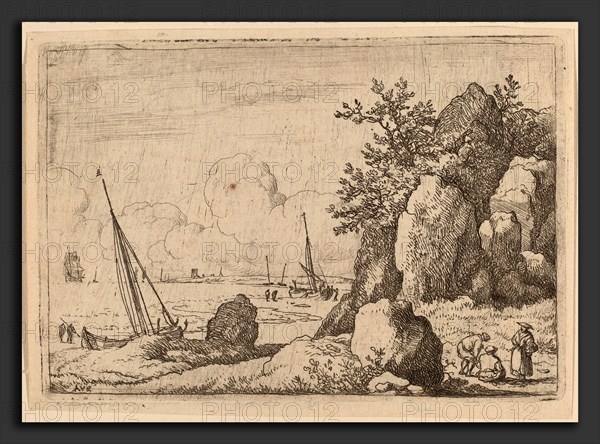 Allart van Everdingen (Dutch, 1621 - 1675), Seascape with Three Figures to the Right, probably c. 1645-1656, etching