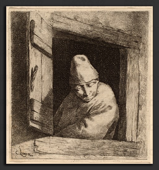 Cornelis Bega (Dutch, 1631-1632 - 1664), The Peasant in a Window, etching