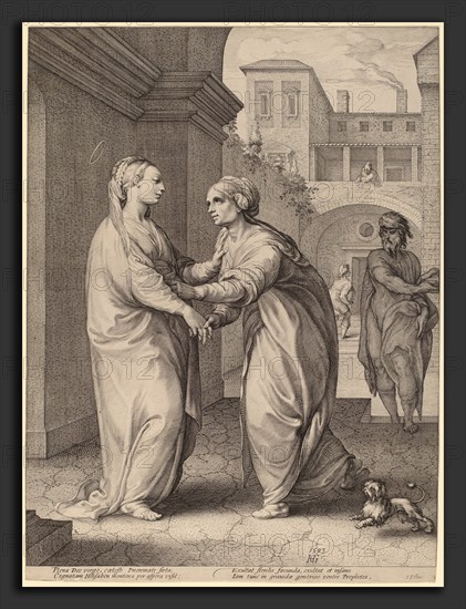 Hendrik Goltzius in the style of Parmigianino (Dutch, 1558 - 1617), The Visitation, 1593, engraving on laid paper