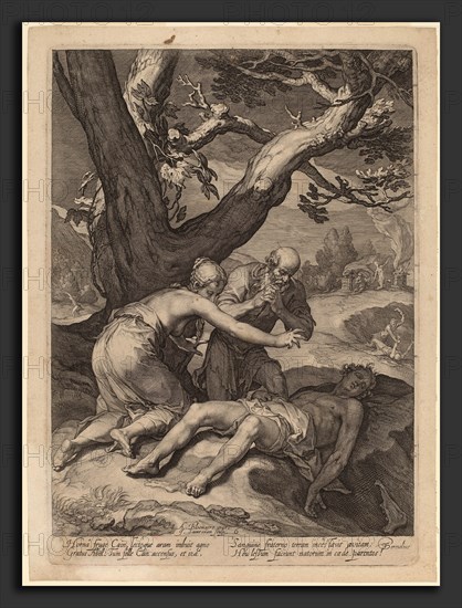 Jan Pietersz Saenredam after Abraham Bloemaert (Dutch, 1565 - 1607), Adam and Eve Lamenting over the Corpse of Abel, 1604, engraving on laid paper