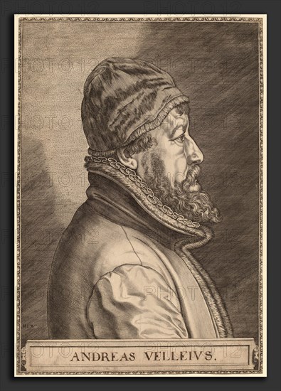 Johan Wierix (Flemish, c. 1549 - 1615 or after), Andreas Velleius (Anders Sorensen Vedel), engraving on laid paper