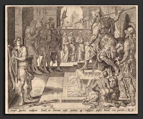 after Maerten van Heemskerck, David before Saul, c. 1556, engraving