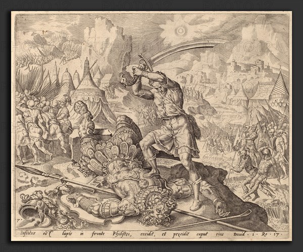 after Maerten van Heemskerck, David Cutting Off Goliath's Head, c.1556, engraving