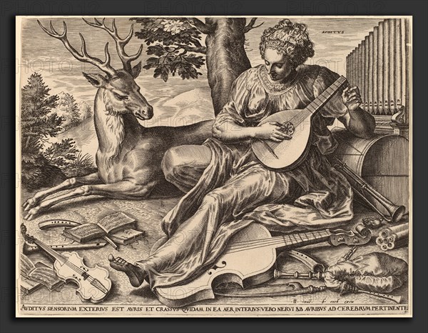 Cornelis Cort after Frans Floris I (Netherlandish, 1533 - 1578), Auditus, 1561, engraving