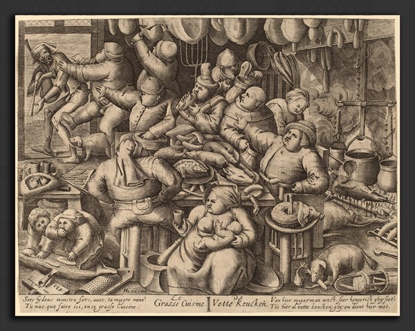 Hans Liefrinck I after Pieter Bruegel the Elder (Flemish, probably 1518 - 1573), The Fat Kitchen, in or after 1563, engraving