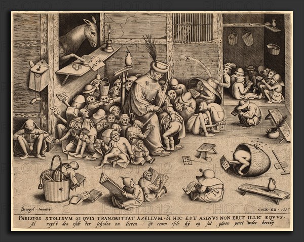 Pieter van der Heyden after Pieter Bruegel the Elder (Flemish, active c. 1551-1572), The Ass at School, 1557, engraving