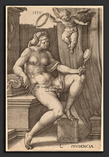 Lucas van Leyden (Netherlandish, 1489-1494 - 1533), Prudencia (Prudence), 1530, engraving