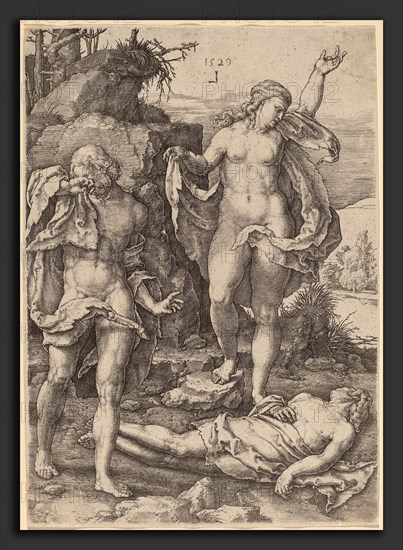 Lucas van Leyden (Netherlandish, 1489-1494 - 1533), Adam and Eve Lamenting the Death of Abel, 1529, engraving