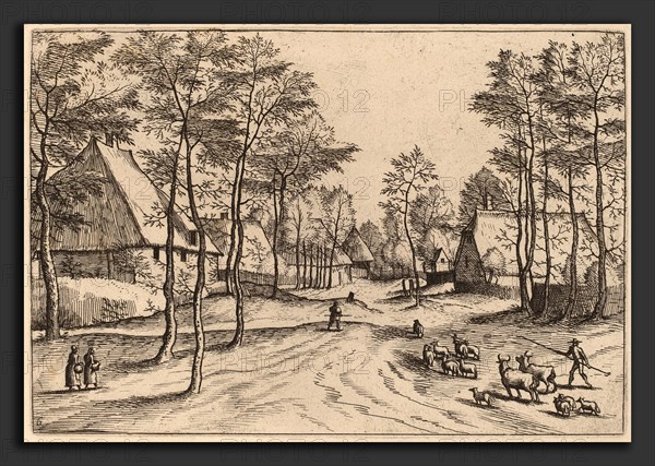 Johannes van Doetechum, the Elder and Lucas van Doetechum after Master of the Small Landscapes (Dutch, died 1605), Village Street, published in or before 1676, etching retouched with engraving