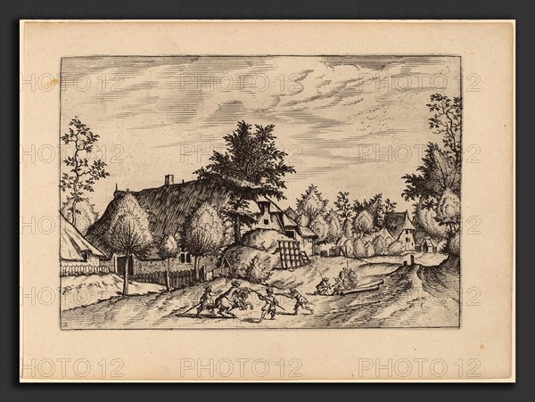 Johannes van Doetechum, the Elder and Lucas van Doetechum after Master of the Small Landscapes (Dutch, died 1605), Village Street, published in or before 1676, etching retouched with engraving