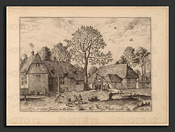 Johannes and Lucas van Doetechum after Master of the Small Landscapes (Dutch, died 1605), Farms with Draw Well, published in or before 1676, etching retouched with engraving