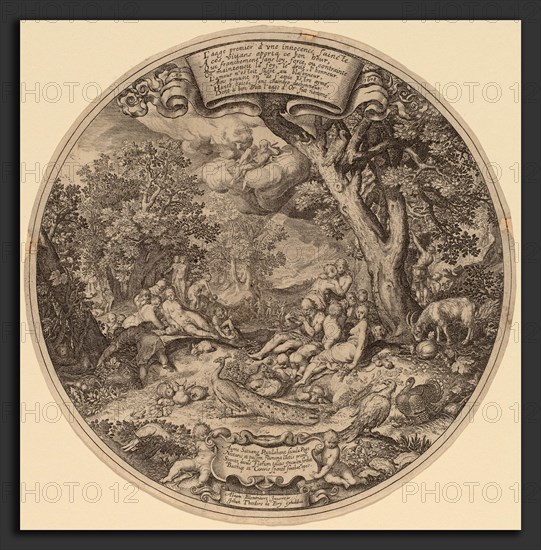 Jan Theodor de Bry after Abraham Bloemaert after Nicolaes de Bruyn (Flemish, 1561 - 1623), The Golden Age, engraving