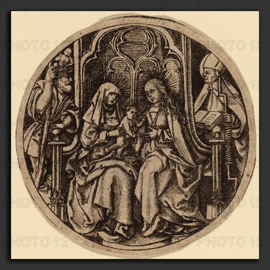 Netherlandish 15th Century, Madonna and Child with Saints Christopher and Erasmus, c. 1480, engraving