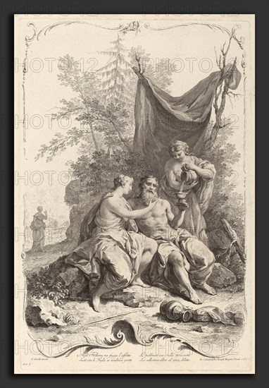 Joseph Wagner (publisher) after Giuseppe Zocchi (German, 1706 - 1780), Lot and His Daughters, c. 1745, etching and engraving on laid paper