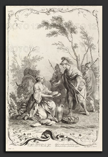 Joseph Wagner (publisher) after Jacopo Amigoni (German, 1706 - 1780), David and Abigail, c. 1745, etching and engraving on laid paper