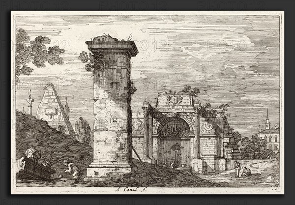 Canaletto (Italian, 1697 - 1768), Landscape with Ruined Monuments [right], c. 1735-1746, etching on laid paper