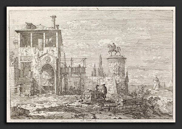 Canaletto (Italian, 1697 - 1768), The Equestrian Monument [upper right], c. 1735-1746, etching on laid paper