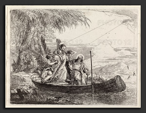 Giovanni Domenico Tiepolo (Italian, 1727 - 1804), The Madonna, Child, and Angels Entering the Boat, published 1753, etching