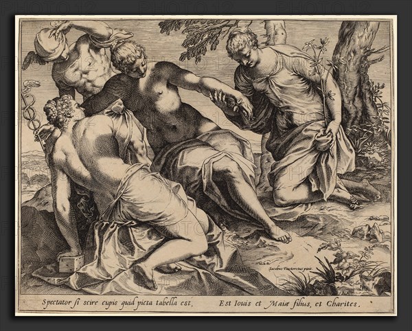 Agostino Carracci after Jacopo Tintoretto (Italian, 1557 - 1602), Mercury and the Three Graces, 1589, engraving on laid paper