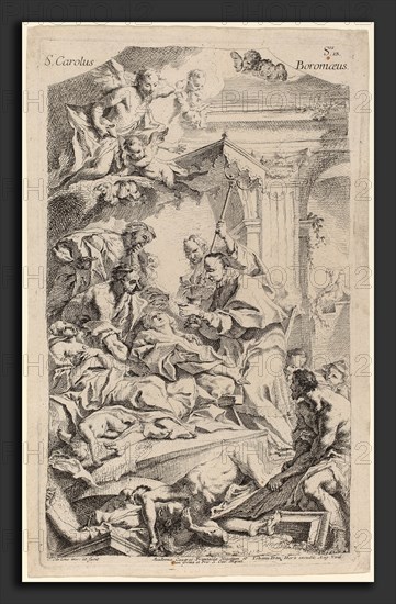 Carlo Innocenzo Carlone (Italian, 1686 - 1775), San Carlo Borromeo Giving Last Communion to Victims of the Plague, etching on laid paper